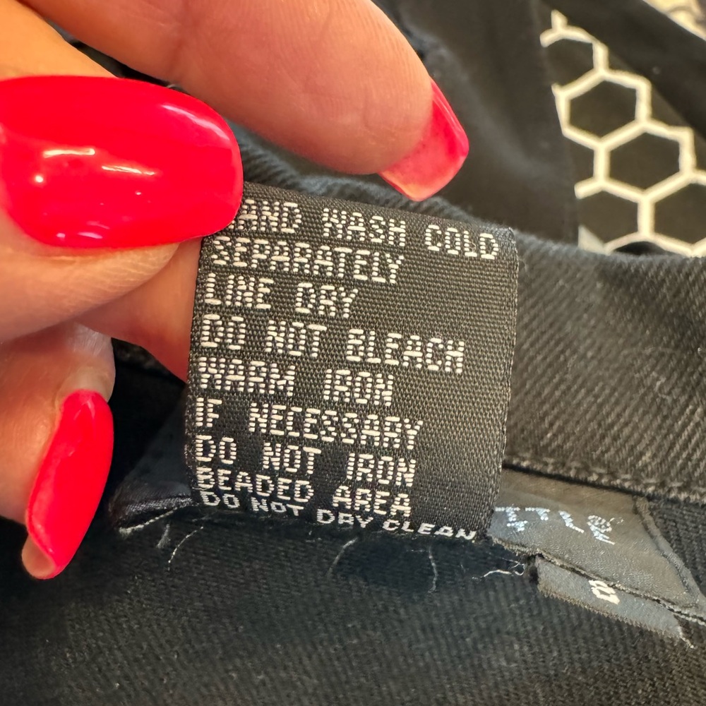 Carole Little Black Denim Jacket with Embroidery - Picture 8 of 9